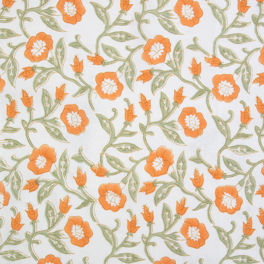 Indian Block Prints | Cottage | Trumpet Vines in Sage