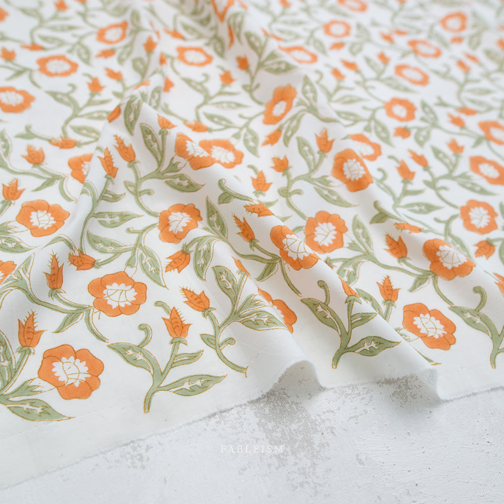 Indian Block Prints | Cottage | Trumpet Vines in Sage