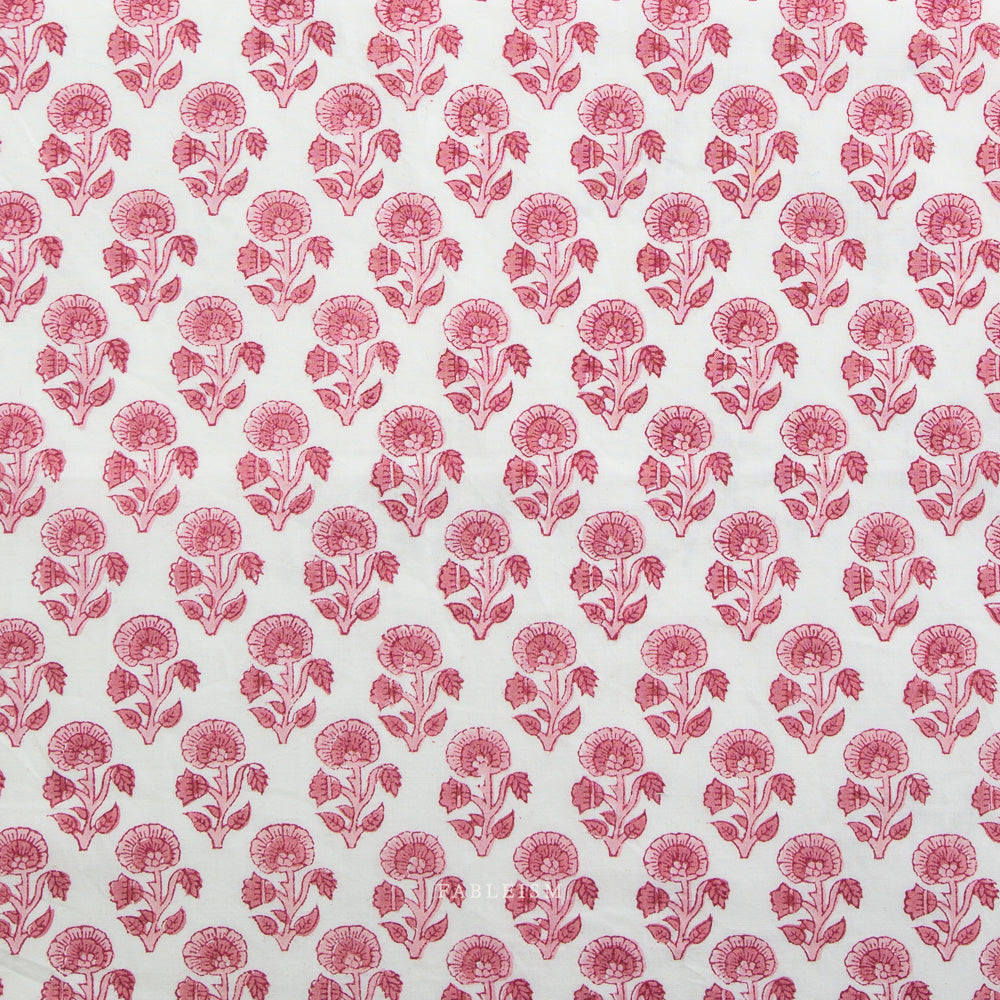 Indian Block Prints | Cottage | Stamp Floral in Pink