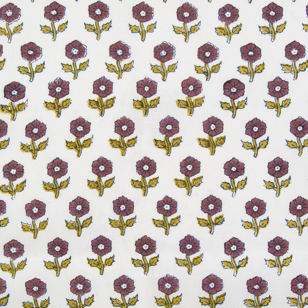 Indian Block Prints | Cottage | Flowerling in Eggplant