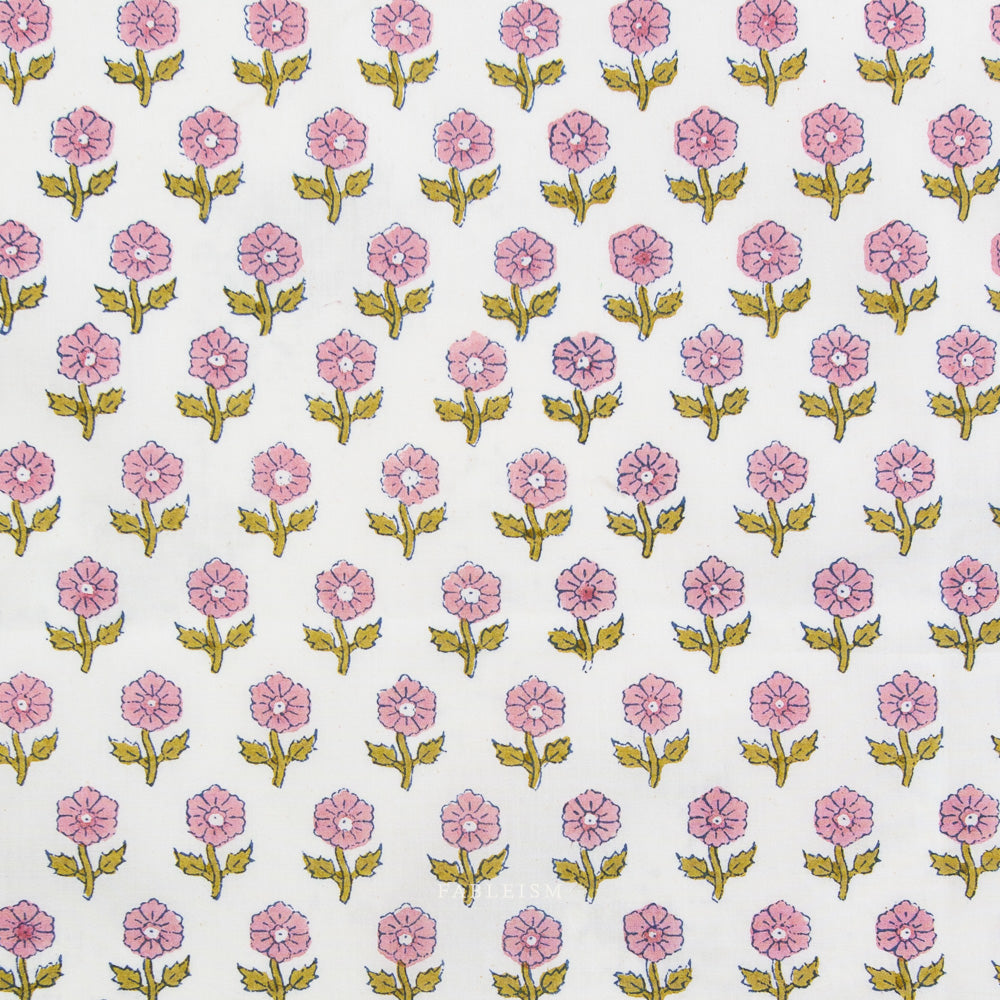 Indian Block Prints | Cottage | Flowerling in Pink