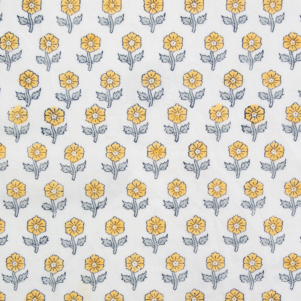 Indian Block Prints | Cottage | Flowerling in Yellow