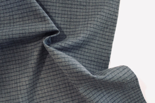 Brushed Cotton | Grid in Blue Suede