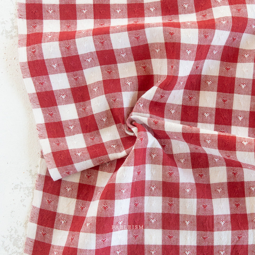 Queen of Hearts | Dobby Hearts Gingham in Cherry