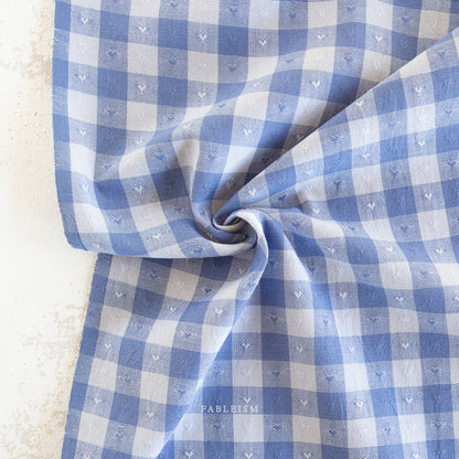 Queen of Hearts | Dobby Hearts Gingham in Alice Blue