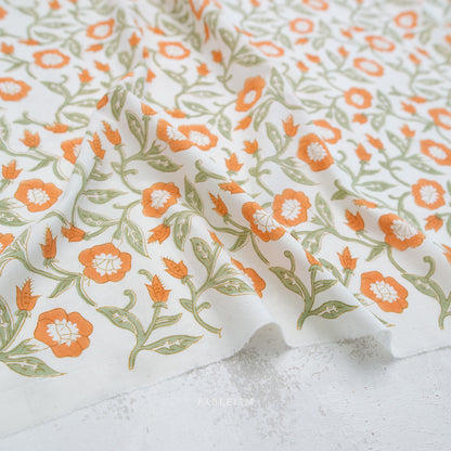 Indian Block Prints | Cottage | Trumpet Vines in Sage