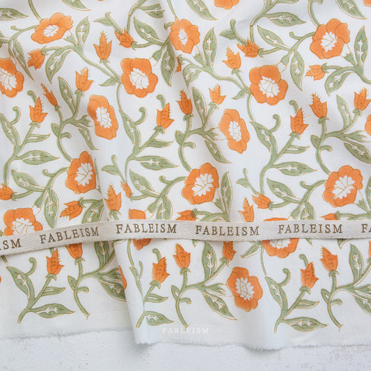 Indian Block Prints | Cottage | Trumpet Vines in Sage