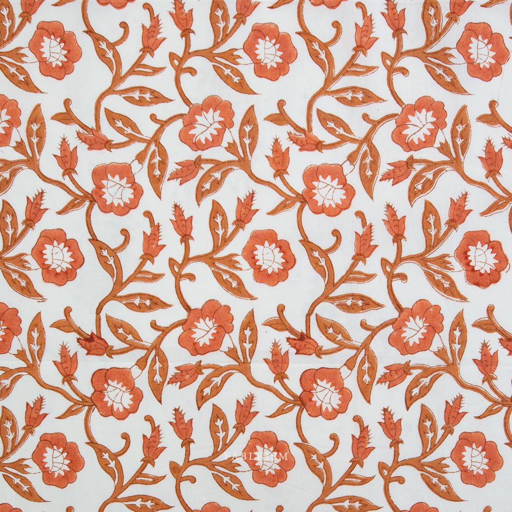 Indian Block Prints | Cottage | Trumpet Vines in Sienna