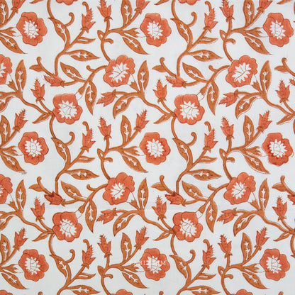 Indian Block Prints | Cottage | Trumpet Vines in Sienna