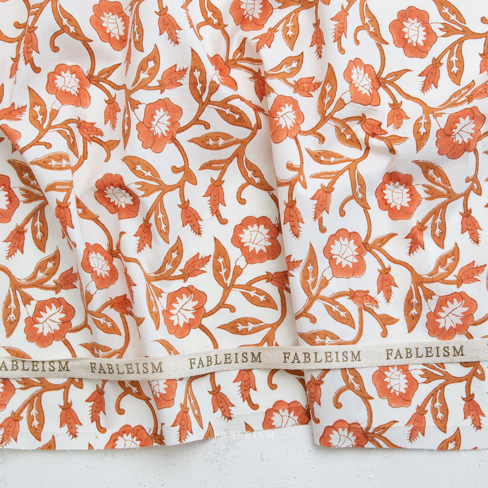 Indian Block Prints | Cottage | Trumpet Vines in Sienna
