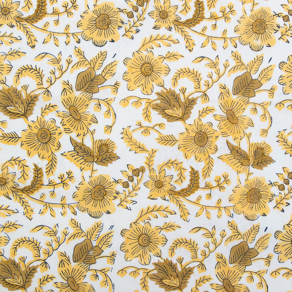 Indian Block Prints | Cottage | Country Floral in Yellow