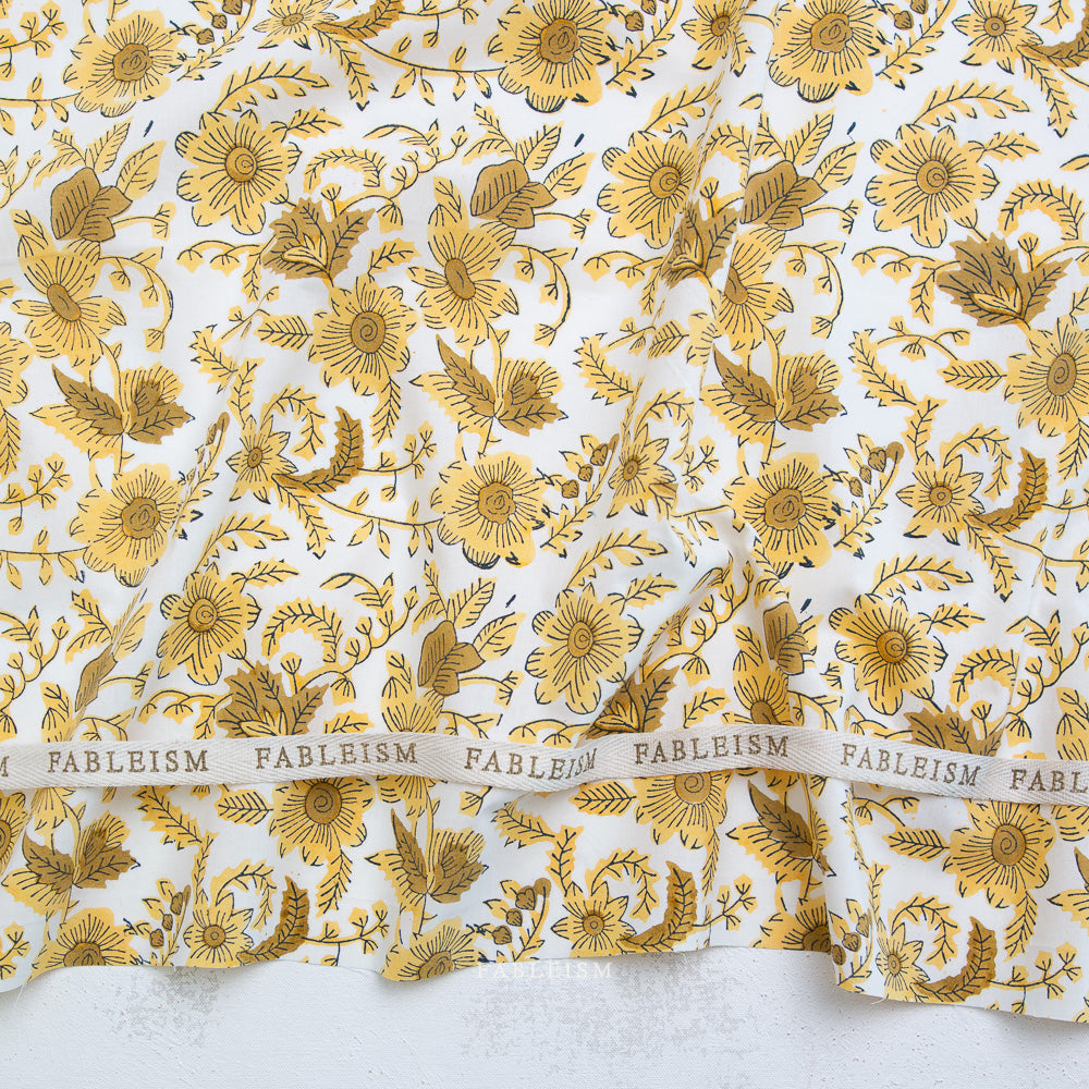 Indian Block Prints | Cottage | Country Floral in Yellow